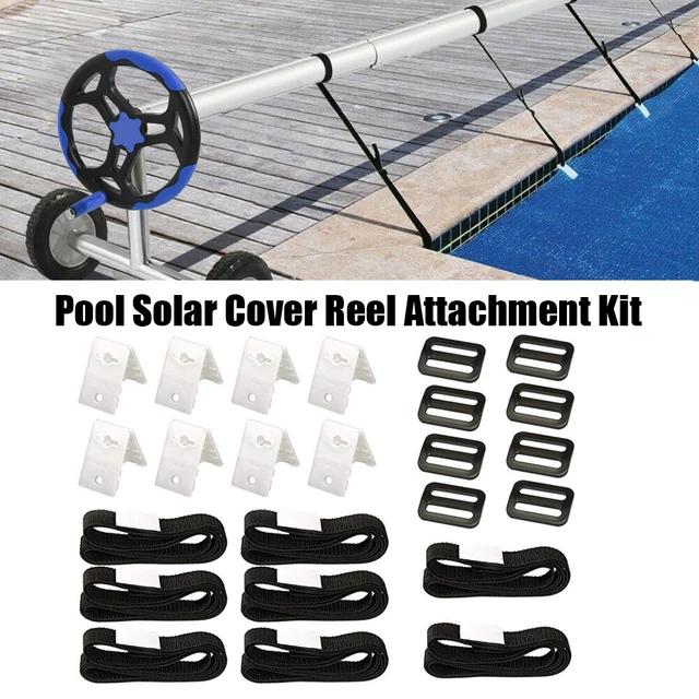 8 Set Pool Solar Cover Reel Attachment Kit Solar Cover Reel Strap Solar  Blanket Straps Kit for Universal In Ground Swimming Pool