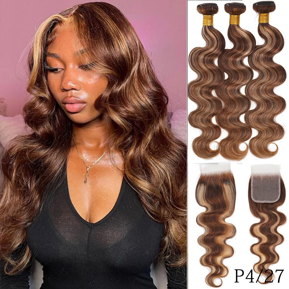 100% Vietnamese Body Wave Hair Bundles With Closure Tone Black to Blonde Ombre Human Hair Virgin Remy Hair Bundles With Closure 2