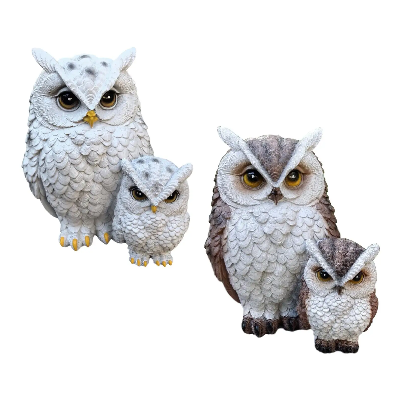 Owl Statue Animal Bird Sculpture Miniature Decorative Ornament Resin Figurine Garden Decoration for Backyard Patio Flowerpot