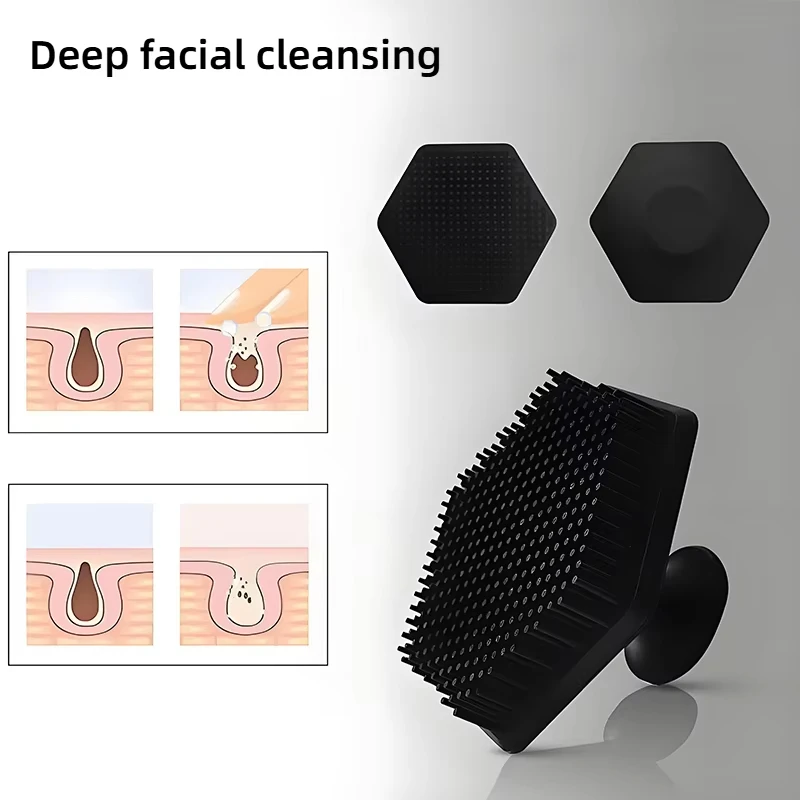 Exfoliating Silicone Facial Cleansing Brush Cleanser No Slip Handle Body Scrubber Cleans and Massages Skin Bathroom Accessories