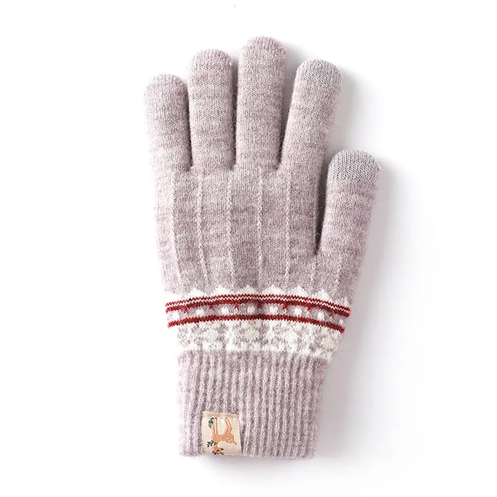 

Men Gloves Women Gloves Jacquard Snowflake Pattern Knitted Cashmere Gloves Touch Screen Gloves Female Gloves Wool Mittens