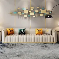 Furniture sofa Italian light luxury leather sofa small apartment living room home high-end designer straight row 4
