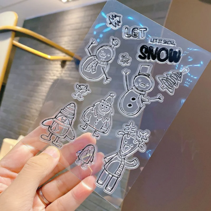 

Kawaii Snowman Transparent Silicone Finished Stamp DIY Scrapbook Rubber Coloring Embossed Diary Decor Template Reusable 11*16cm