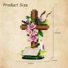 Jesus Cross Flower Building Set,Religious Cross Collectibles Blocks Toys Christmas, Christian, Birthday Gifts for Mothers, Women