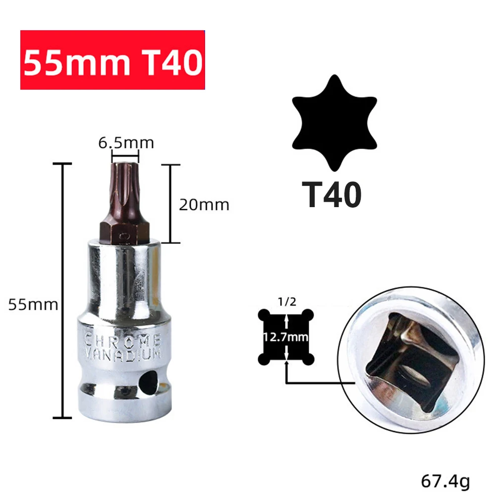 1pc T20-T70 Hex Kopf Schraubendreher Bit Torx Bit Steckdosen 1/2 zoll Steckschlüssel Schlitz Spitze Schraubendreher Bit Hand werkzeuge – Detail 16