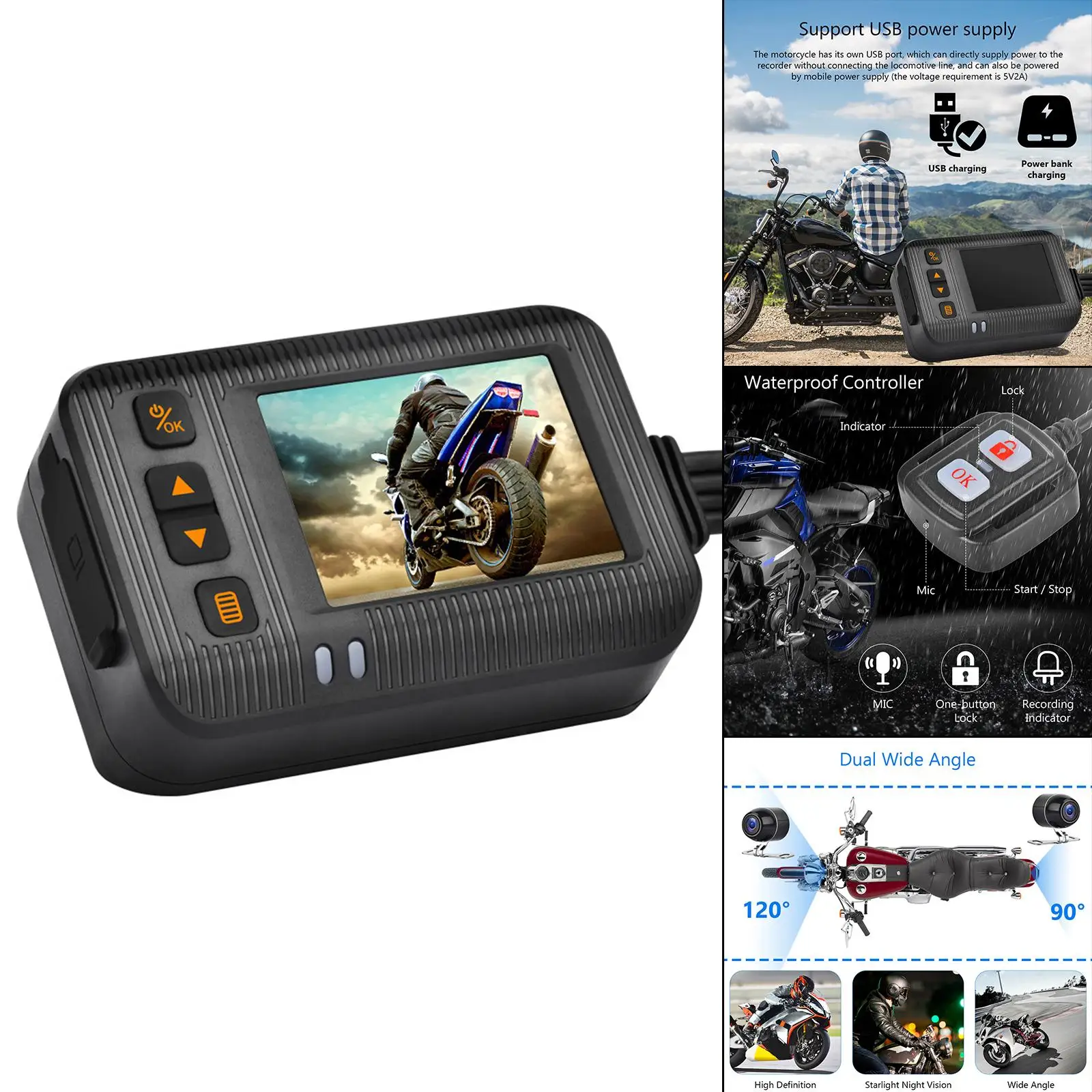 

Driving Record Camcorder 2 inch Night Visions Rear 90 Degree for Motorbike