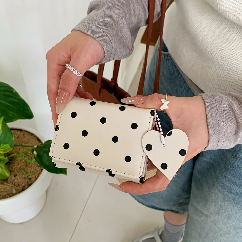 Polka Dot Aesthetic Women's Tri-Fold Wallet and Coin Pouch