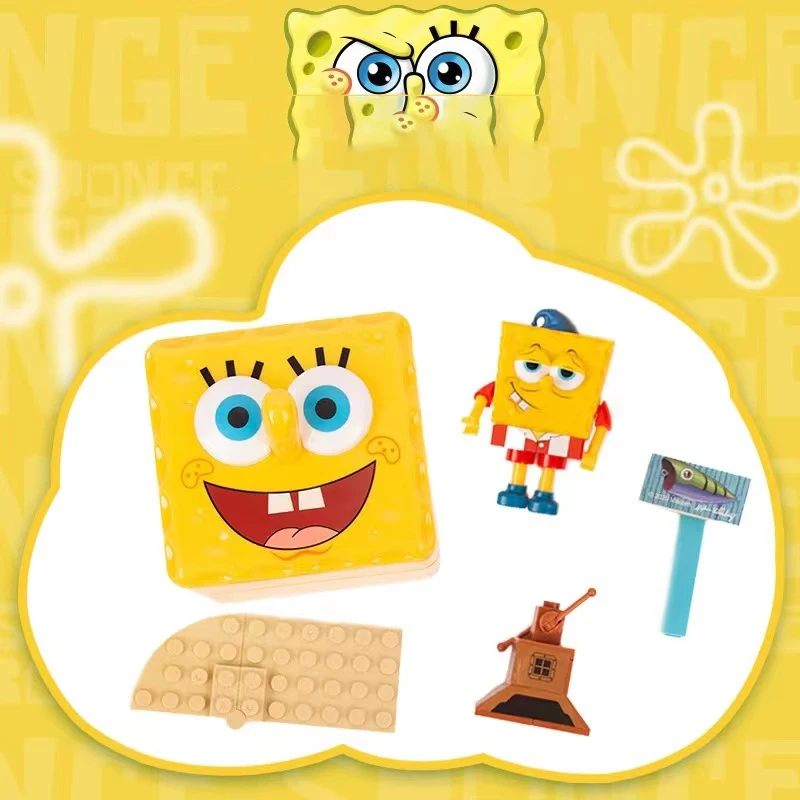 SpongeBob SquarePants Surprise Adventure Carrier Assembly Building Blocks Pie Big Star Crab Boss Doll Children's Birthday Gift
