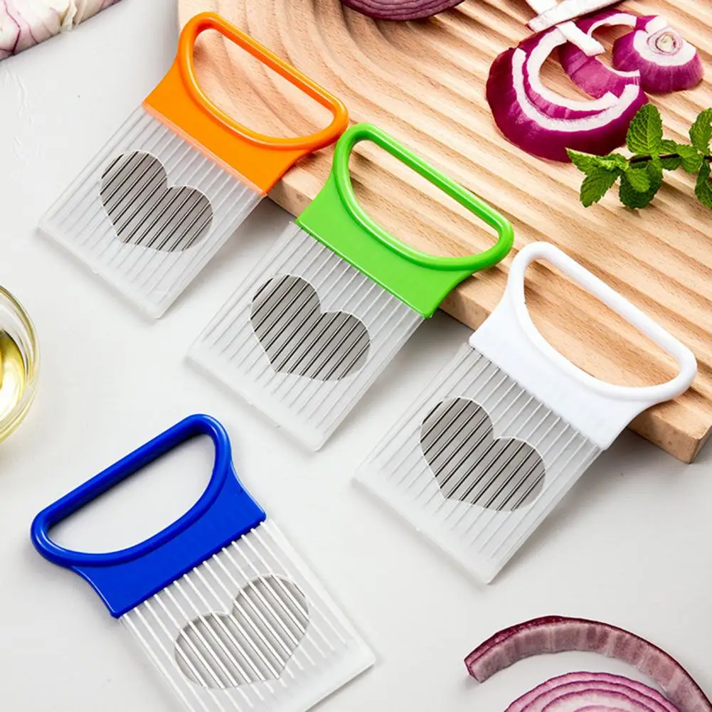 Stainless Steel Onion Holder Non-Slip Handle for Onion Potato Tomato Lemon Slicing Slicer Cutter Kitchen Vegetable Chopper Tool
