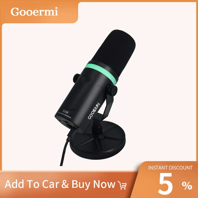 

Gooermi USB Dynamic Wired Microphone Gradient Glare Gain Adjustment With Type-c USB XLR Interface For Recording Live Game