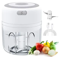 300ML Electric Garlic Chopper USB Charging Food Vegetable Meat Crusher Stainless Steel Mini Chili Garlic Masher Kitchen Gadgets 1