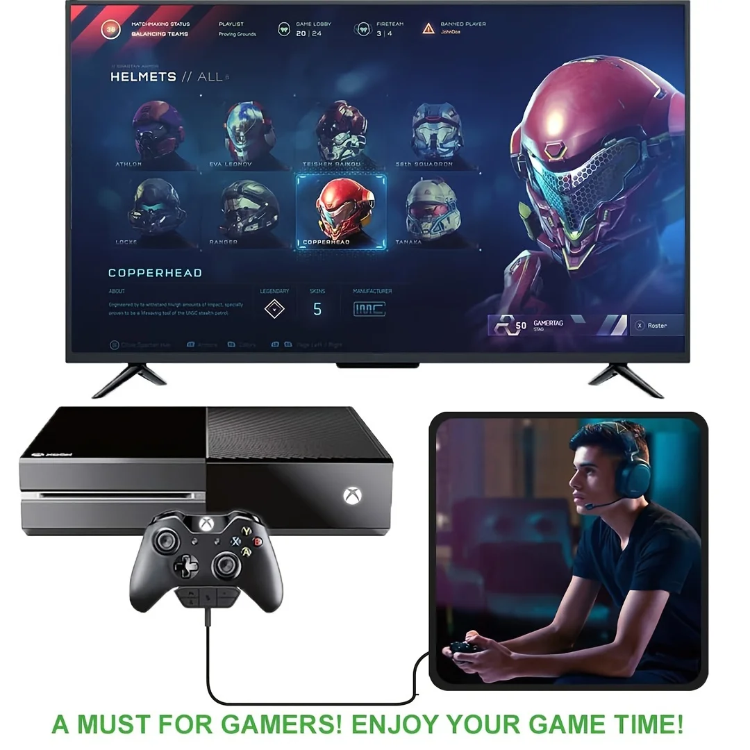 Xbox One 및 Xbox Series X | S 컨트롤러용 스테레오 헤드셋 어댑터, 오디오 밸런스 (게임 사운드 및 음성 채팅), 볼륨, 마이크 D 조정