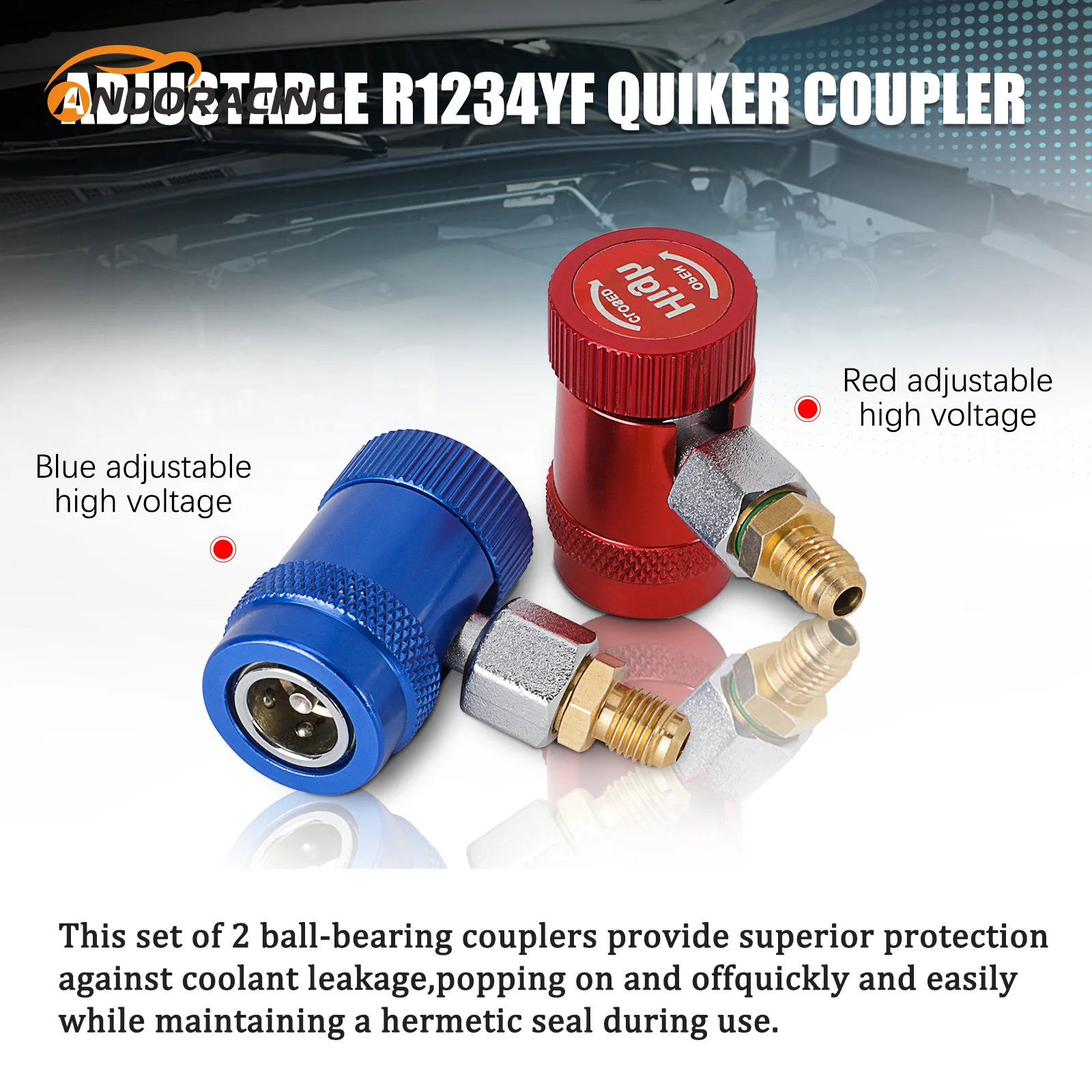 R1234YF Car Auto AC High / Low Side Quick Couplers Adapters Conversion Kit With Manual Couplers