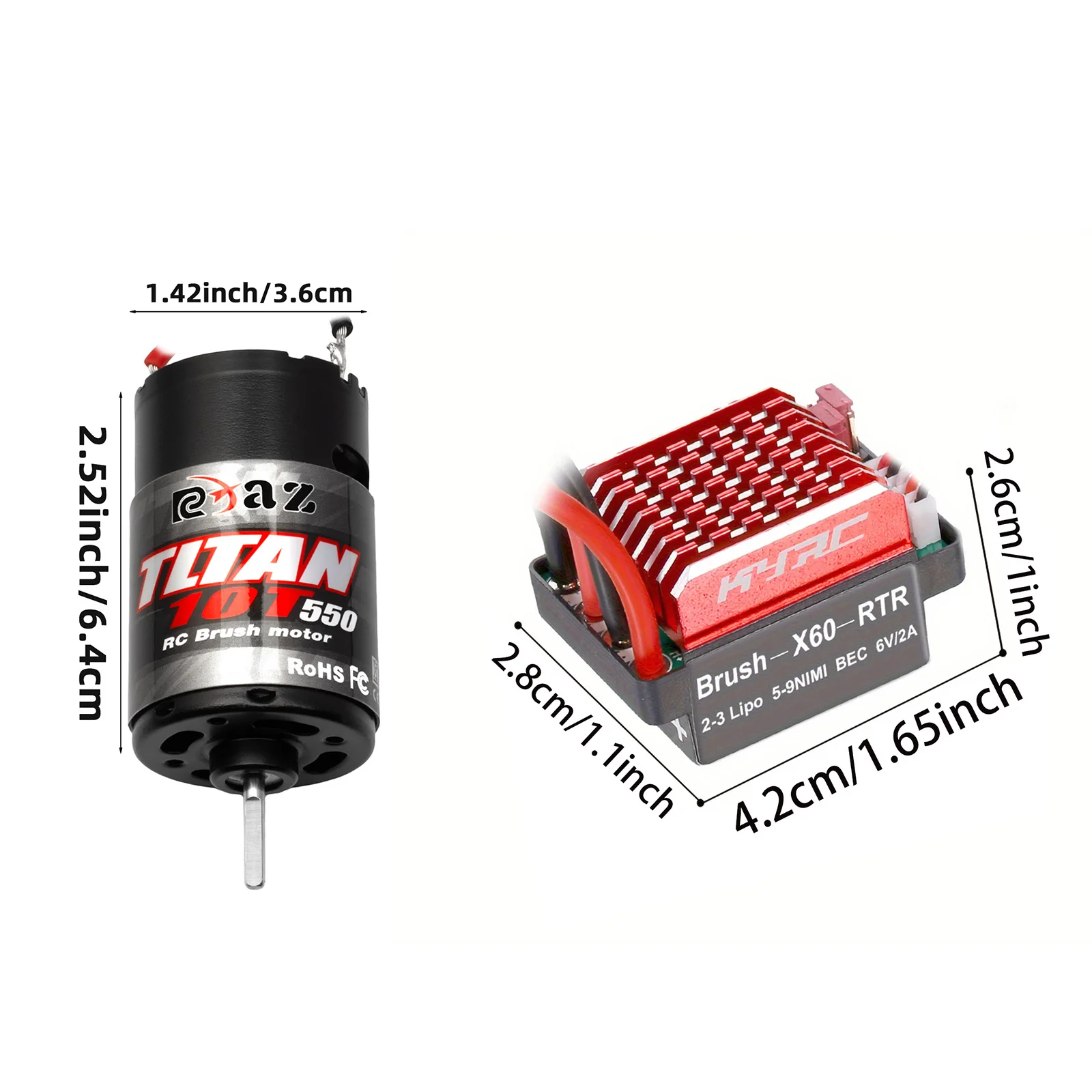 Moteur RC 550 60A ESC 10T-55T pour Voiture Camion 1/10