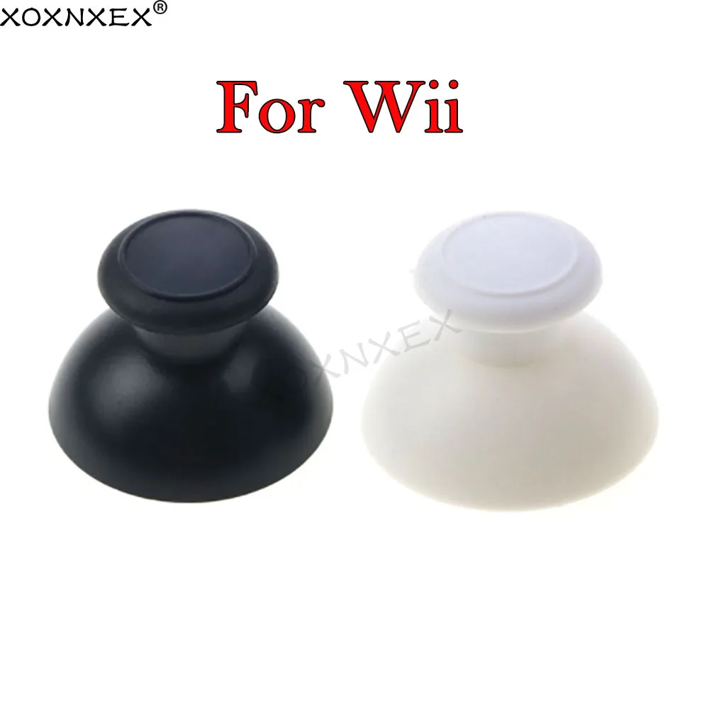 50 Pz Tappo A Bilanciere Per Wii U Wiiu Bianco Nero Foro 3D Copertura Analogica Plastica Thumb Stick Joystick Grip Caps Shell Caps Controller