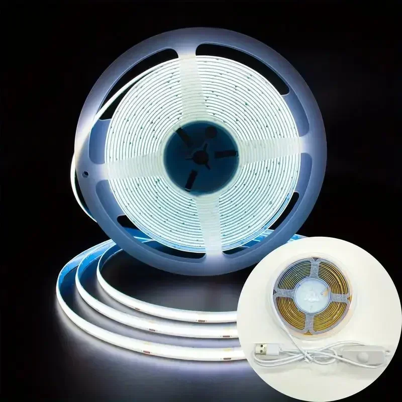 Description Picture 4 of item5V USB COB LED Strip Light Button Switch High Brightness Lamp Strip Light for Bedroom Study Room TV Background Outdoor Camping