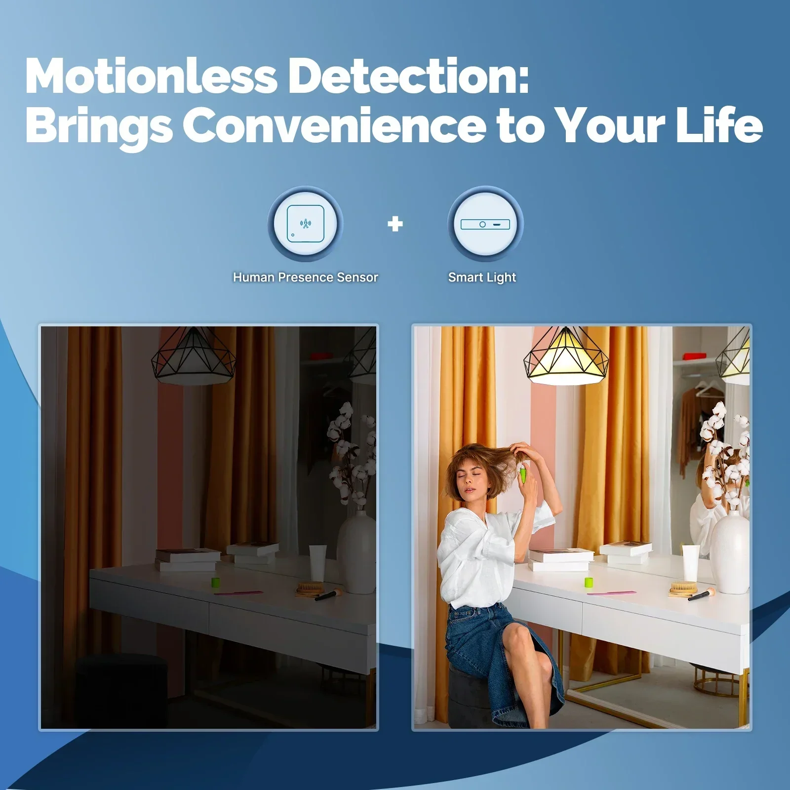 MOES Tuya WiFi Smart Human Presence Sensor Motion and Motionless Detection Light Luminance Sensor Wired Design App Notification