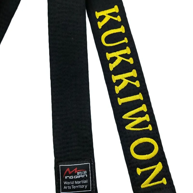 WTF kukkiwon taekwondo černá pás výšivka šíře 5 polyesterová bavlna marcus valerius martialis umění sportovní vůz waistband přizpůsobené jméno korejské