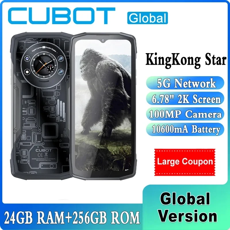 Cubot Kingkong Star 6.78 "Schermo Rugged Phone 24Gb(12Gb + 12Gb) Ram + 256Gb Rom 100Mp Fotocamera 10600Mah Batteria Smartphone Nfc