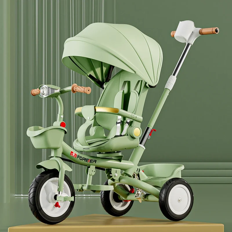 Outdoor children's three-wheel stroller Lightweight foldable baby stroller Multifunctional children's riding tricycle