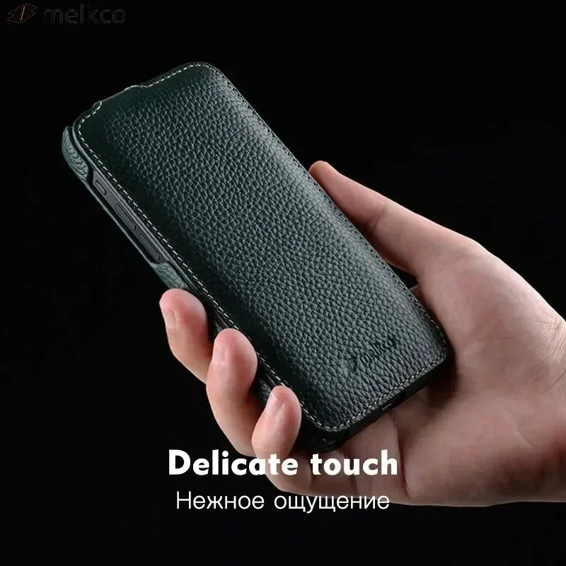 Premium Genuine Leather Flip Case - Luxury Cowhide Phone Cover