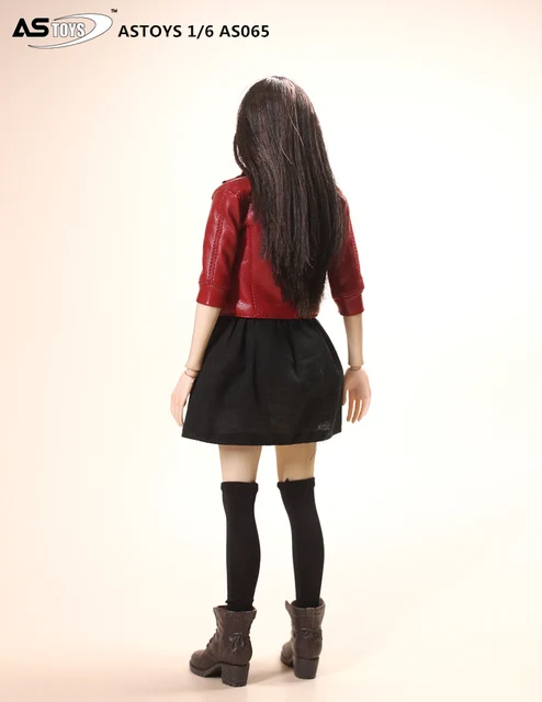 ASTOYS AS065 1/6 Scale Female dolls Fashion red Leather jacket black Dress Suit for 12" Action Figure Body Toys 2