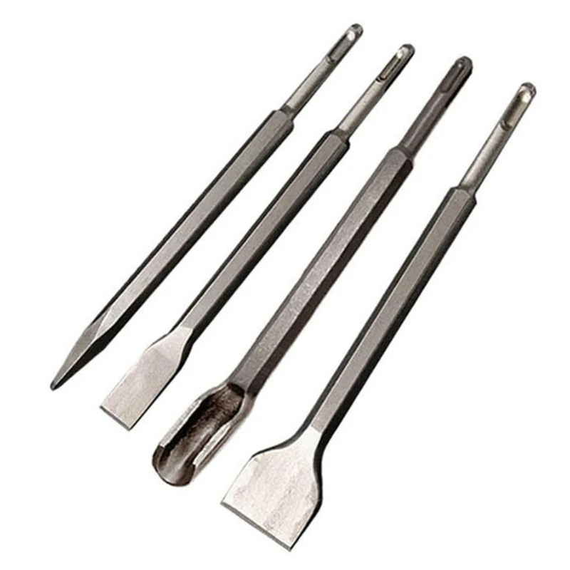 

4PCS Chisels SDS Electric Hammer Drill Bit Point Groove Gouge Flat Chisel Break