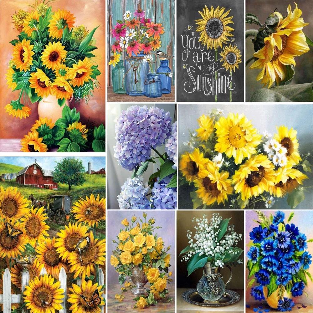 Paintings Number Paint Flowers  Painting Number Adults Flowers - Paint  Numbers - Aliexpress