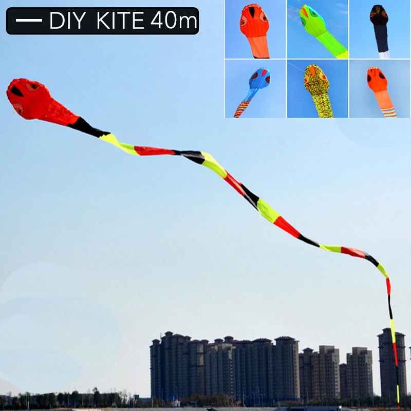 

DIY Kite 40m Snake Soft Kite Animal Kite Single Thread Tear Proof Kite Outdoor Sports Flight Toy Competition High Quality