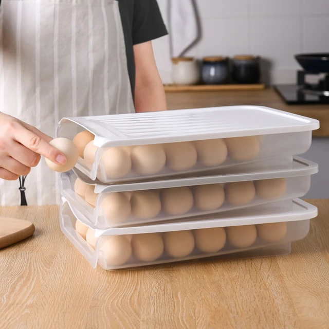 Automatic Rolling Egg Storage Box Plastic Storage Container Kitchen Fridge  Storage Organization Eggs Holder Basket Cartons Tray - AliExpress