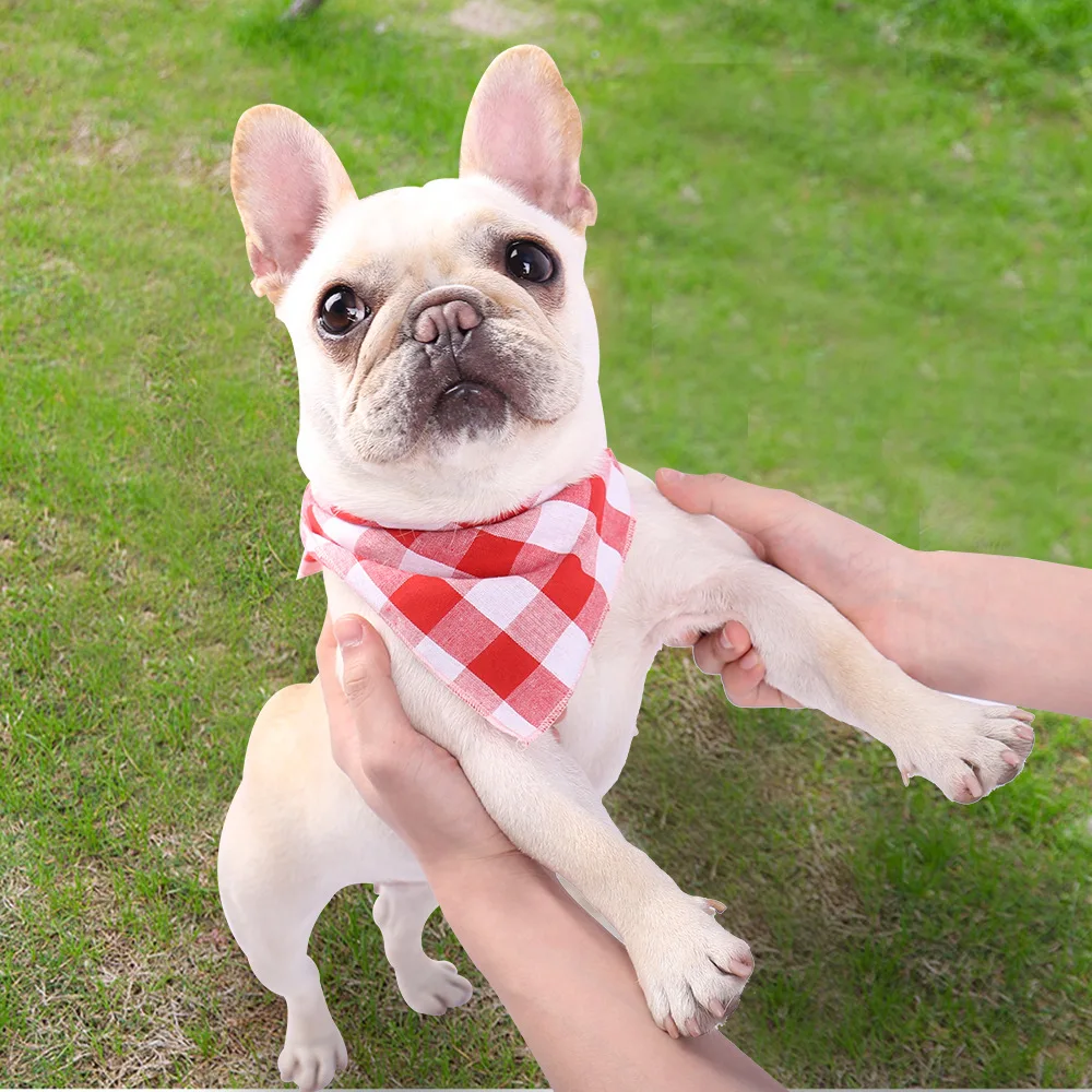 Dog Bandanas Large Pet Scarf Pet Bandana  Cotton Plaid WashableBow ties CollarCat Dog Scarf Large Dog Accessories