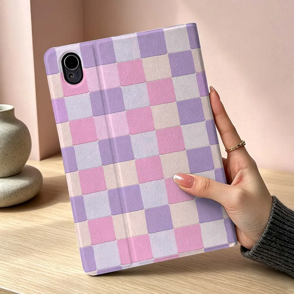 Purple Pink Checker Soft Tablet Case Cover