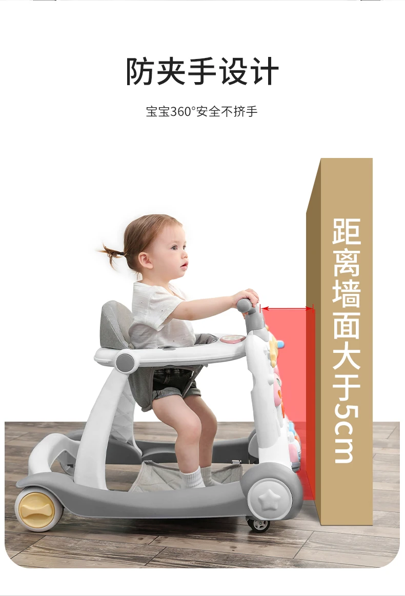 Multifunction Baby Walker Toddler Trolley Baby Stroller Toy Anti Rollover Adjustable Walker Baby Balance Walker 6-24 Months