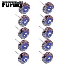 5/10PCS Roue À Lamelles Abrasives Ponceuse Grain 80 1/8 "Tige Diamètre 30mm Tête De Meulage Outil Rotatif pour le Meulage et Le Polissage 