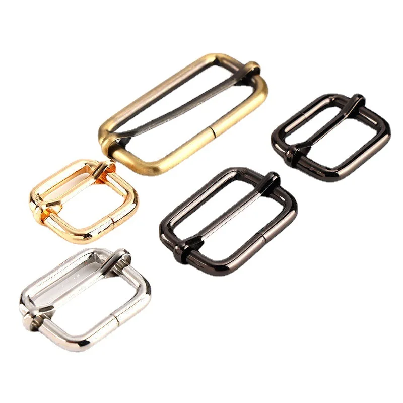 High Quality Thickened Leather Bag Backpack Shoulder Strap Belt Rectangle Tri-Glide Adjust Roller Pin Buckle Slider O Ring
