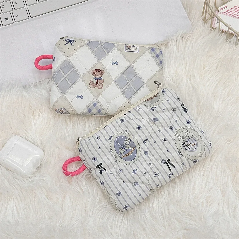 Coin Purse Coin Wallet Change Bag Cartoon Quilted Cotton Makeup Bag Key Earphones Storage Bag Girl's Clutch Small Cute Wallet Coin Pouch Mini Purse