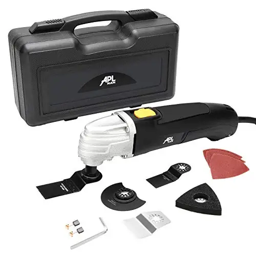 

APLMAN Multi Purpose Oscillating Tool, 1.6-Amp Oscillating Multi Tool with 3.2°Oscillation Angle, Single Speed and 8 Pcs Accesso