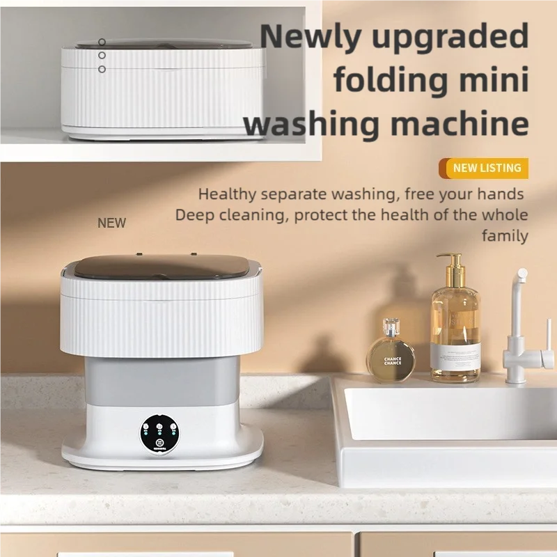 11L Portable Compact Folding Washing Machine With Timed Spin Dry Function For Socks, Underwear, And Lingerie Cleaning