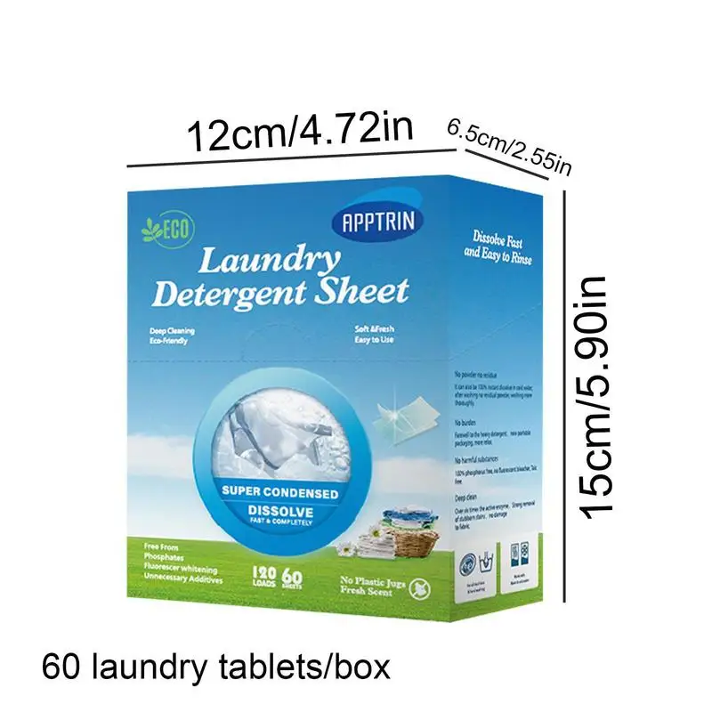 60Pcs Laundry Tablets Decontamination Laundry Bubble Paper For Washing Underwear Clothes Clean Detergent Sheet Washing Machine