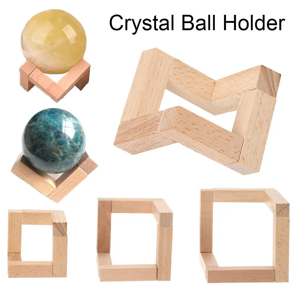 

Wooden Craft Desktop Ornament Photo Props Moon Lamp Base Wood Display Stand Glass Sphere Bracket Crystal Ball Holder