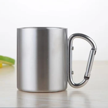 Stainless Steel Camping Mug with Carabiner Handle 1
