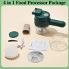 4 IN 1 Electric Food Processor Hand held Tornado Multifunctional Vegetable Cutter USB Charge Wireless Garlic Chopper Food Mixer 6