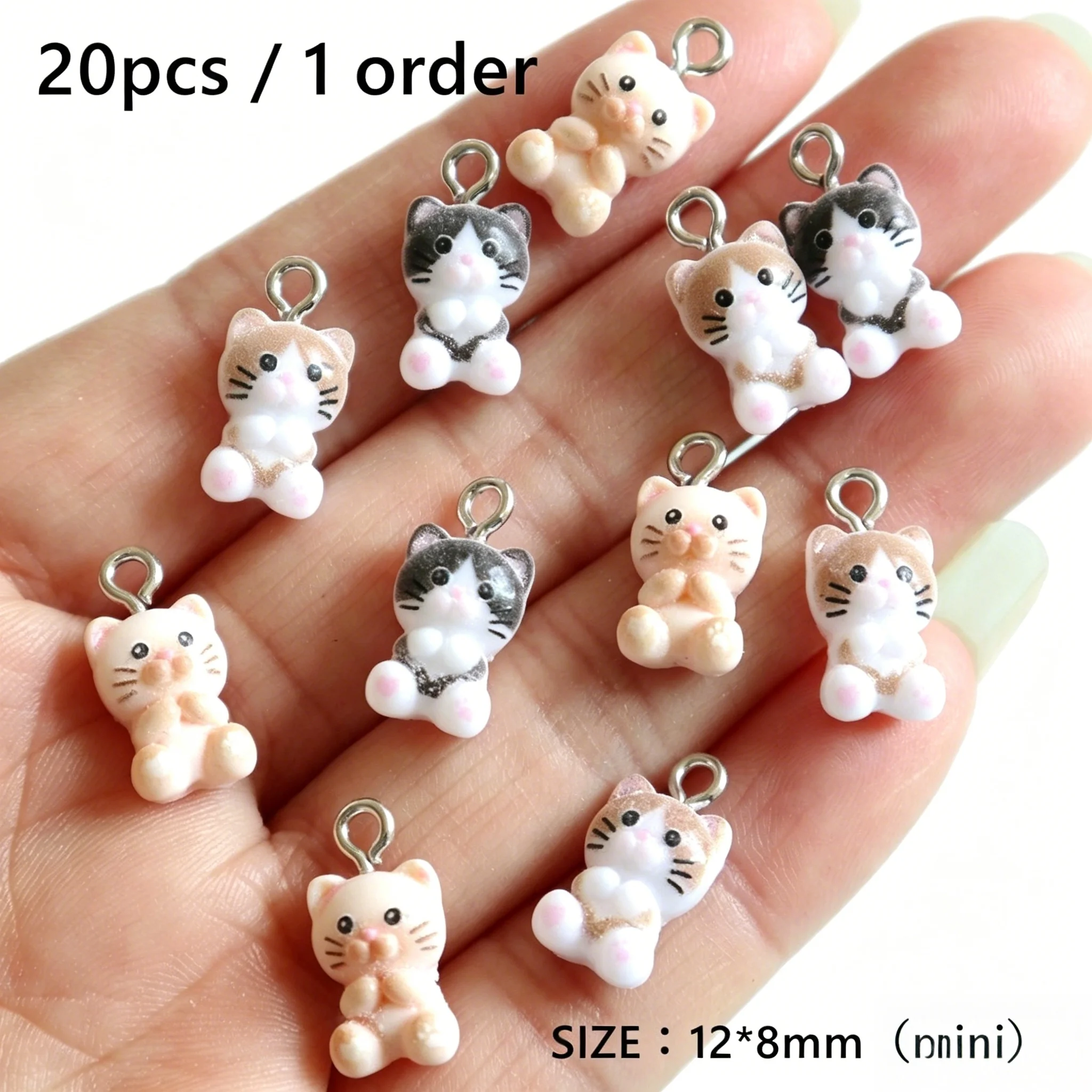 20개 귀여운 고양이 새끼 레진 펜던트 사랑스러운 미니 참 DIY 공예 쥬얼리 제작 선물용