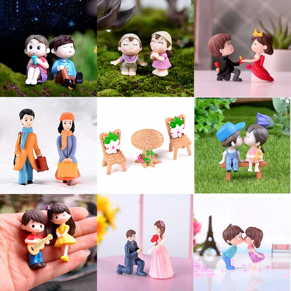 Miniature Ornament Miniature Couple Ornament Miniature Figurines Resin Crafts Accessories Resin Ornaments Resin Crafts Ornament Crafts 2pcs/set Boy Girl Guitar Lovers Couple Figurines Craft Resin Wedding Dolls Accessories Home Decor