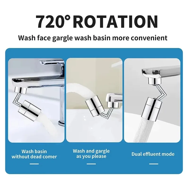 720° Rotating Faucet Extender - Universal Water-Saving Aerator Adapter with Splash-Proof Design for Kitchen/Basin, ABS Plastic