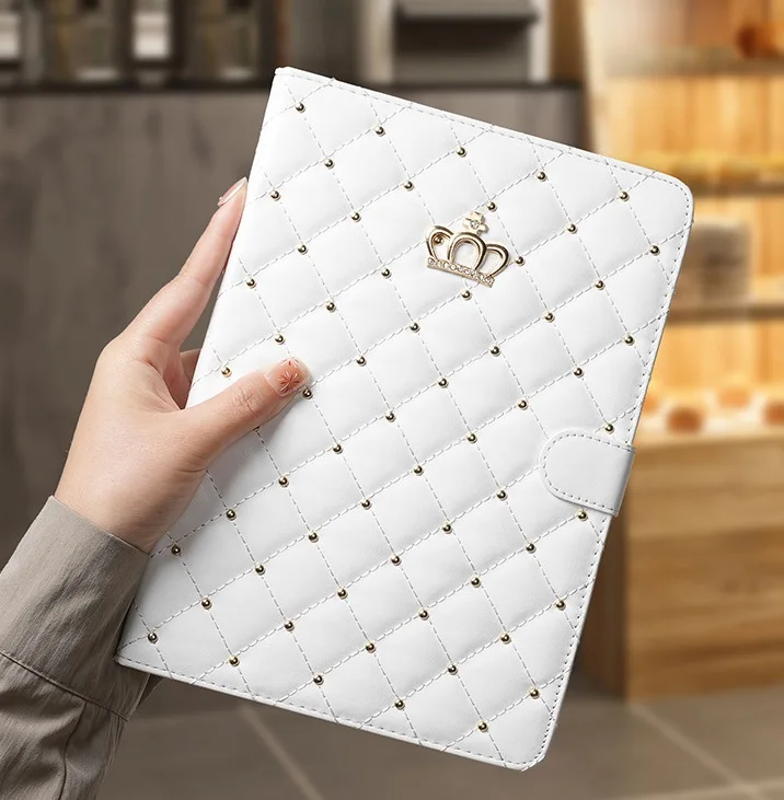 Luxury Crown Bling Diamond Tablet PU Leather Cover