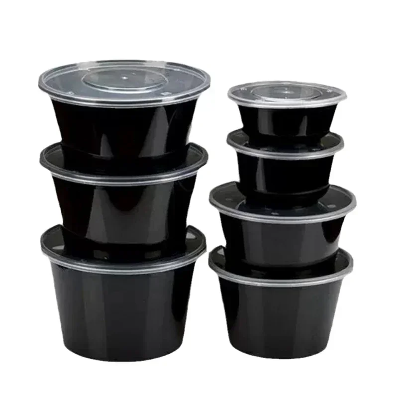 

Disposable Lunch Box Black Thickened Food Packaging Box Heatable Plastic Takeout Packaging Fruit Salad Lunch Preservation Box