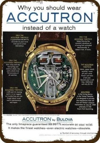 1962 Accutron Bulova Spaceview Watch Vintage Look Replica Metal Tin Sign Wall Art