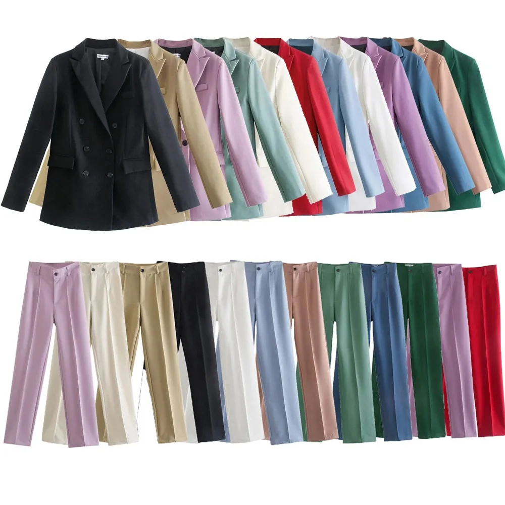 

2021 Pant Suits women 2 Piece Set Women Suit Set casual Blazer And Pencil Pant Office Lady blazer Suit set traf