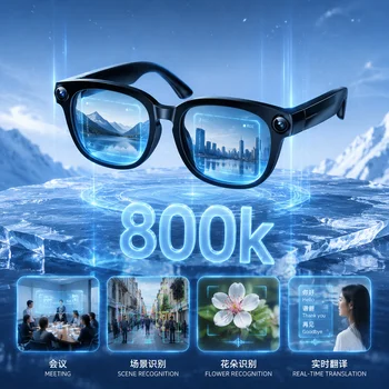 Nuovi Occhiali Intelligenti AI con Fotocamera da 800MP, Registrazione Video, Riconoscimento Foto AI, Chiamate Bluetooth, Traduzione Vocale, Occhiali da Sole per Uomo